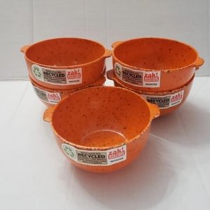 ZAK Confetti 5 piece Melamine Condiment Mixing Bowl w/ Tab Handle 4.5" Orange
